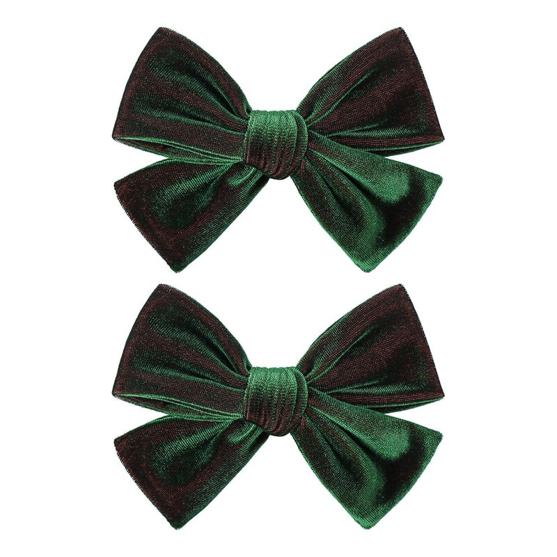 ONENINEDREAM Baby Girl St. Patrick's Day Hair Accessories - Green Velvet Bows, Alligator Clips, and Hairpins for Toddlers and Kids - Image 1